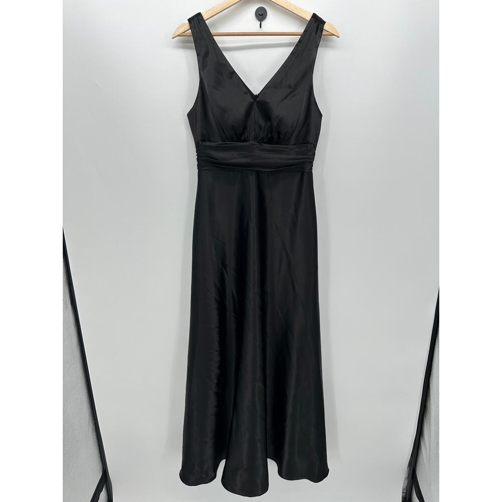 Ever Pretty‎ Womens Black Satin Maxi Gown Dress Size 6 Gala Event Black Tie Long